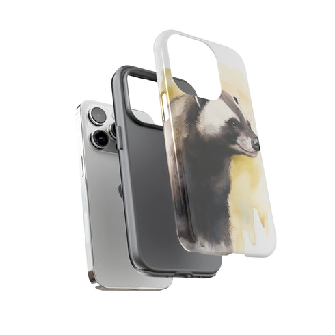Badger on a Yellow Background - Impact Resistant Phone Case